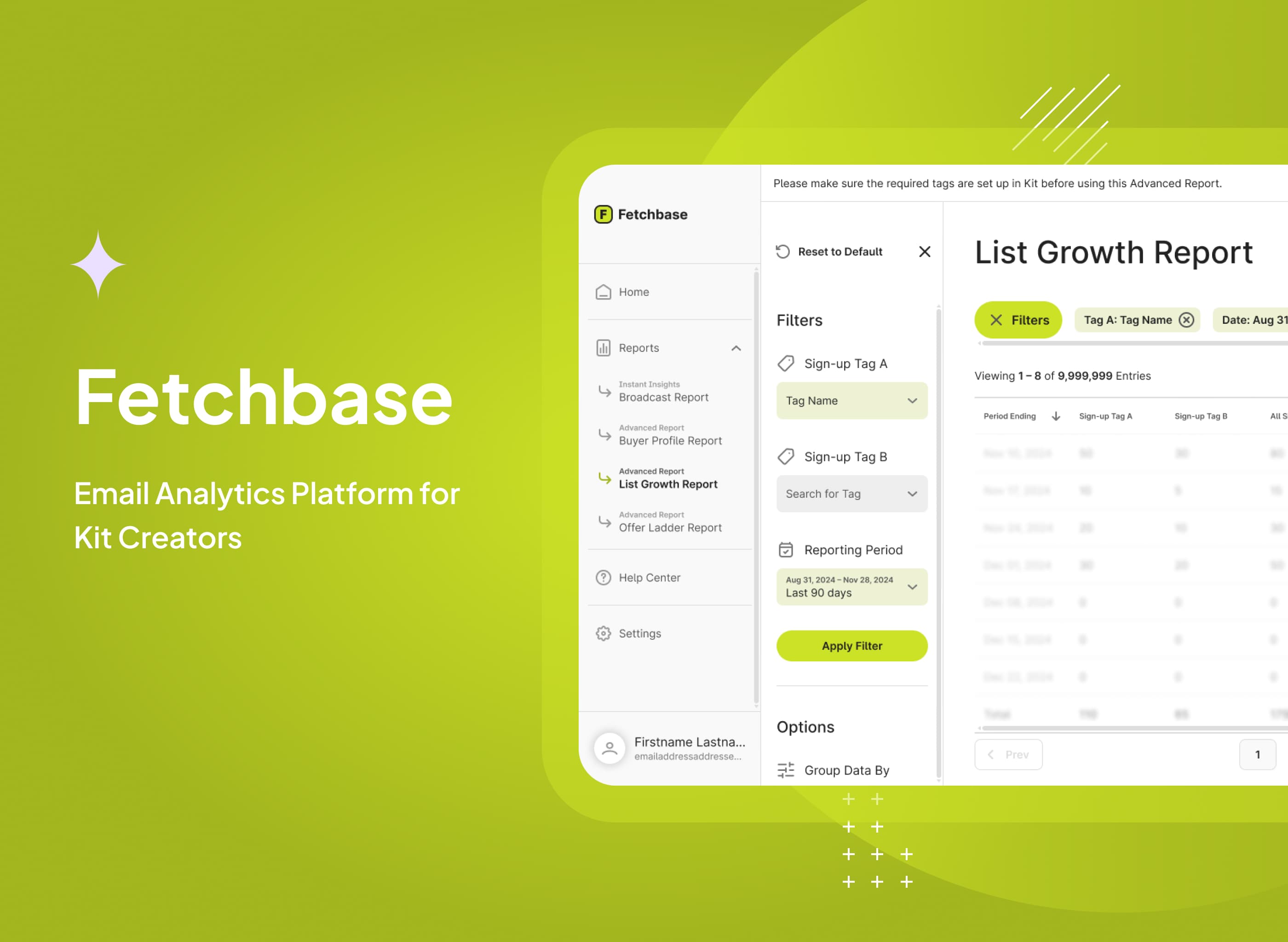 Fetchbase email analytics dashboard