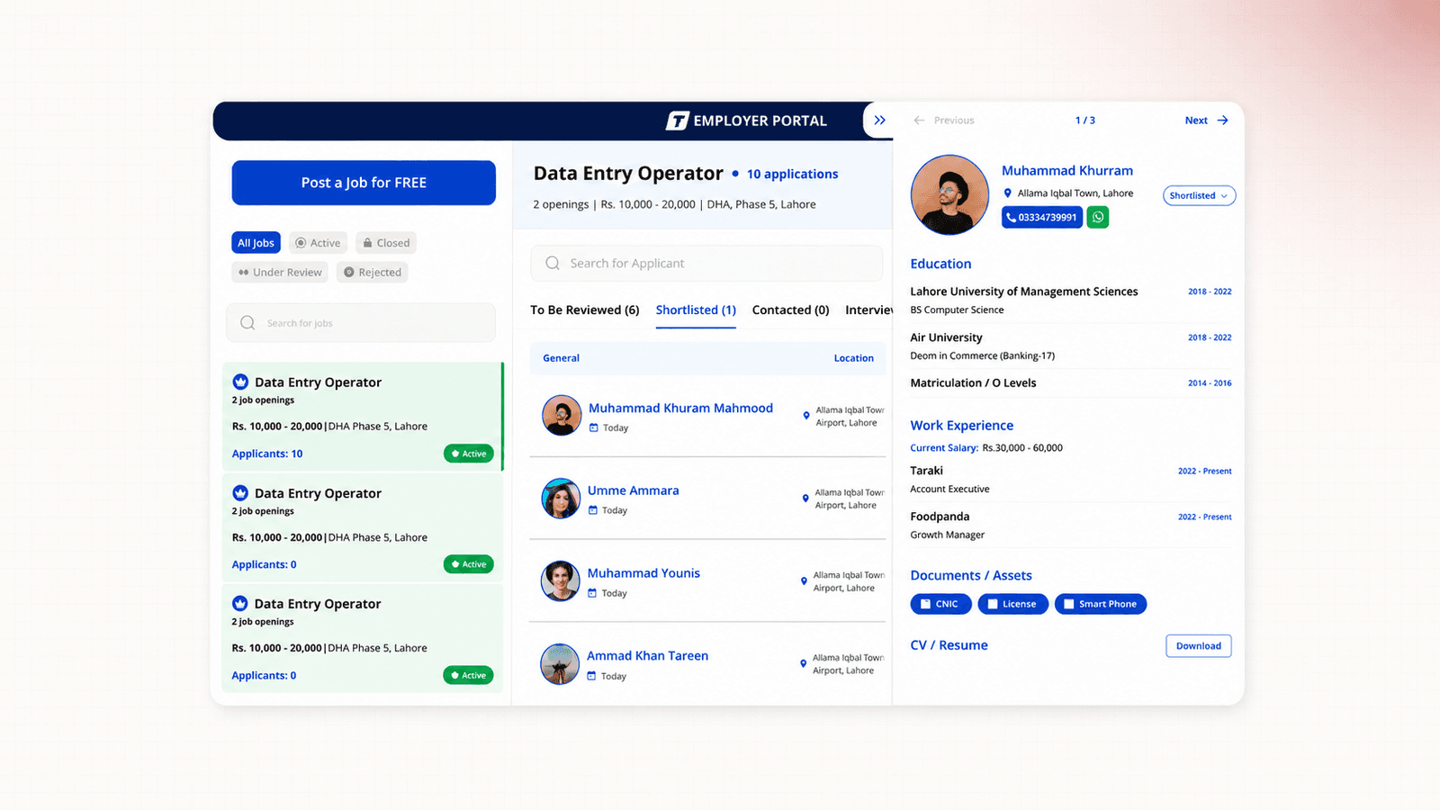 Taraki — Android app and web portal showing our solution