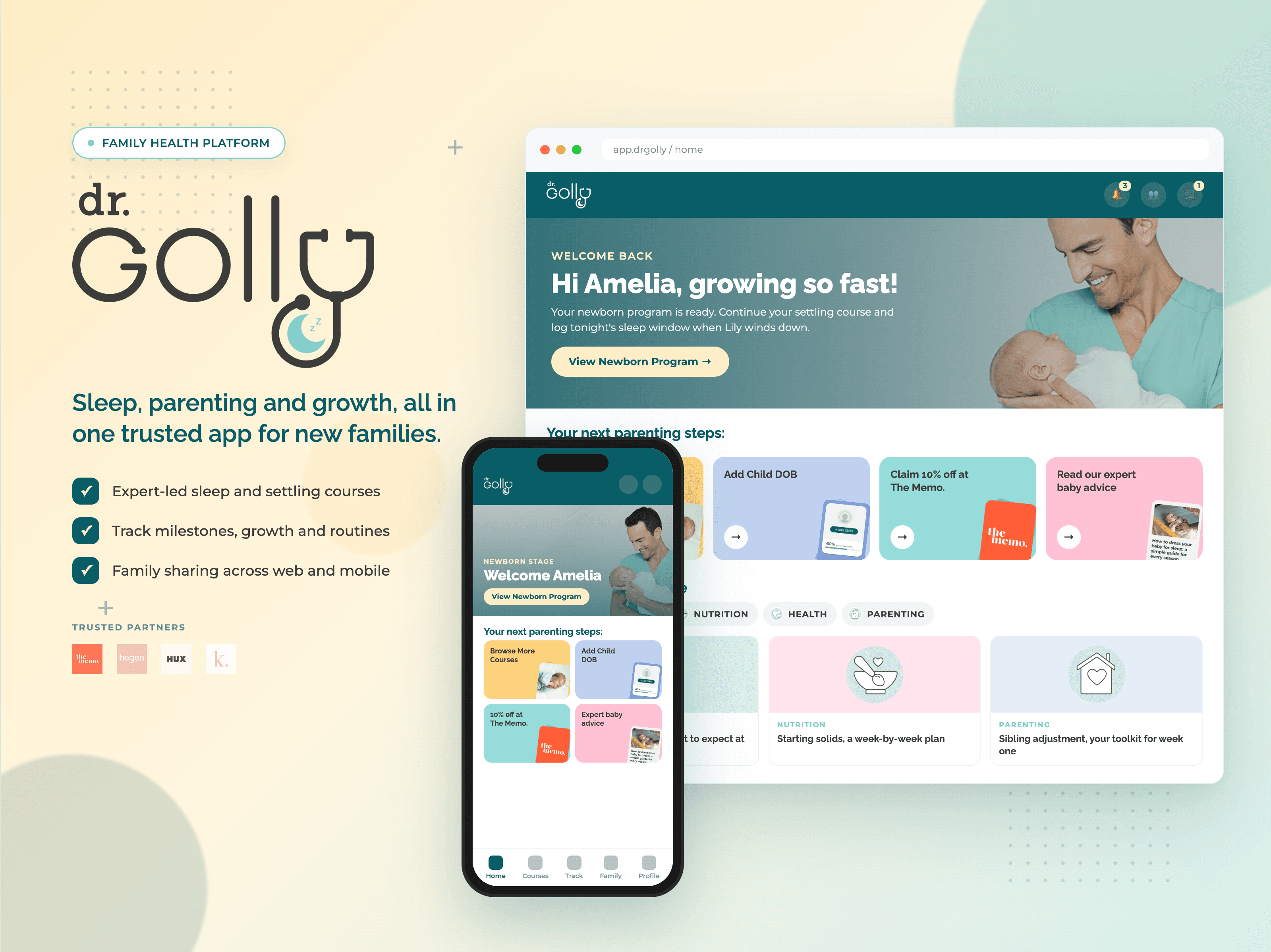 Dr. Golly Parenting platform — web + mobile